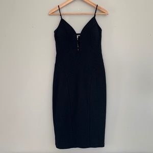 bebe Women's Cocktail Dress Low V Mesh Back